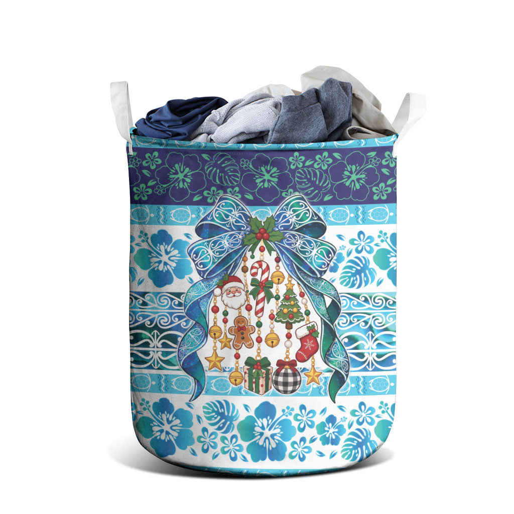 New Zealand Kowhai Ngutukaka Christmas Bow Laundry Basket Meri Kirihimete