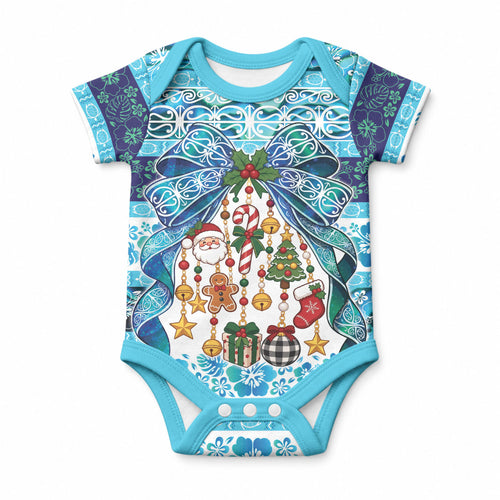 New Zealand Kowhai Ngutukaka Christmas Bow Baby Onesie Meri Kirihimete