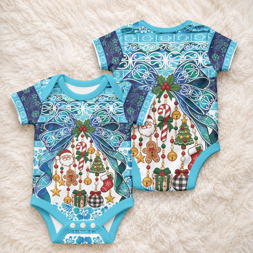 New Zealand Kowhai Ngutukaka Christmas Bow Baby Onesie Meri Kirihimete