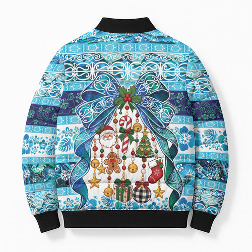New Zealand Kowhai Ngutukaka Christmas Bow Bomber Puffer Jacket Meri Kirihimete