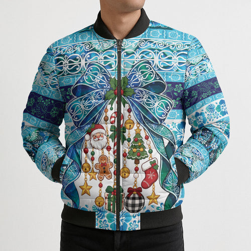 New Zealand Kowhai Ngutukaka Christmas Bow Bomber Puffer Jacket Meri Kirihimete