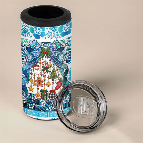 New Zealand Kowhai Ngutukaka Christmas Bow 4 in 1 Can Cooler Tumbler Meri Kirihimete