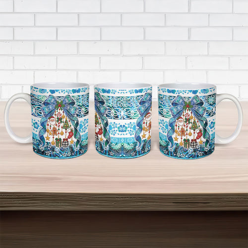 New Zealand Kowhai Ngutukaka Christmas Bow Ceramic Mug Meri Kirihimete