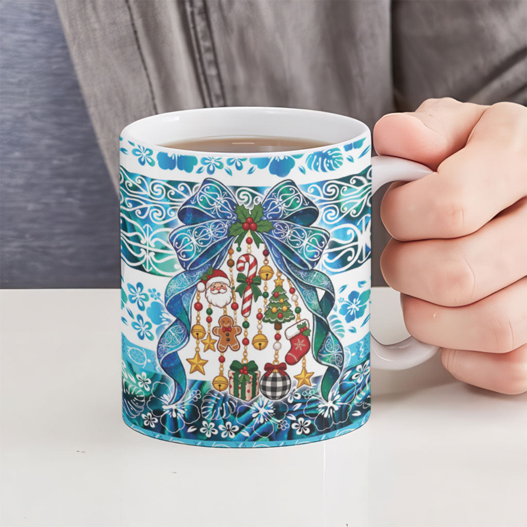 New Zealand Kowhai Ngutukaka Christmas Bow Ceramic Mug Meri Kirihimete