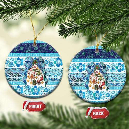 New Zealand Kowhai Ngutukaka Christmas Bow Ceramic Ornament Meri Kirihimete