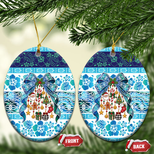 New Zealand Kowhai Ngutukaka Christmas Bow Ceramic Ornament Meri Kirihimete