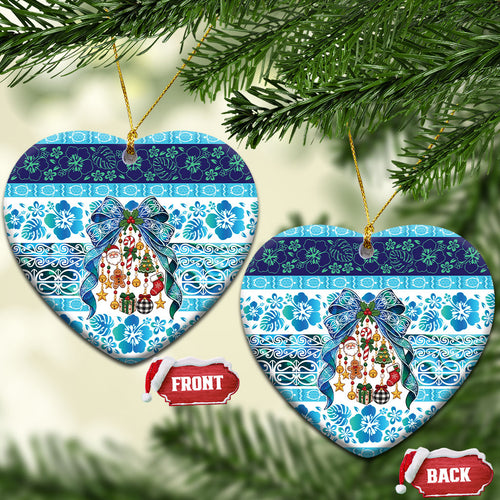 New Zealand Kowhai Ngutukaka Christmas Bow Ceramic Ornament Meri Kirihimete