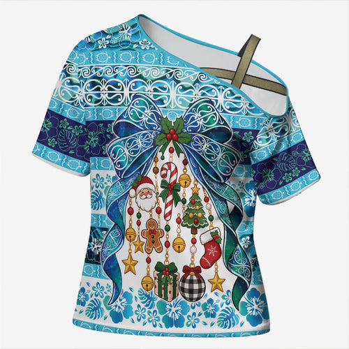 New Zealand Kowhai Ngutukaka Christmas Bow Cross Shoulder Shirt Meri Kirihimete