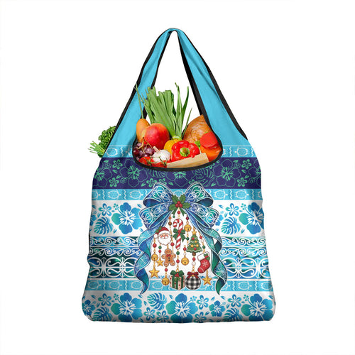 New Zealand Kowhai Ngutukaka Christmas Bow Grocery Bag Meri Kirihimete