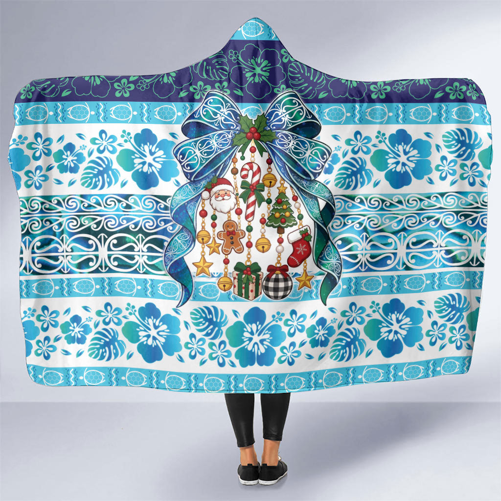 New Zealand Kowhai Ngutukaka Christmas Bow Hooded Blanket Meri Kirihimete