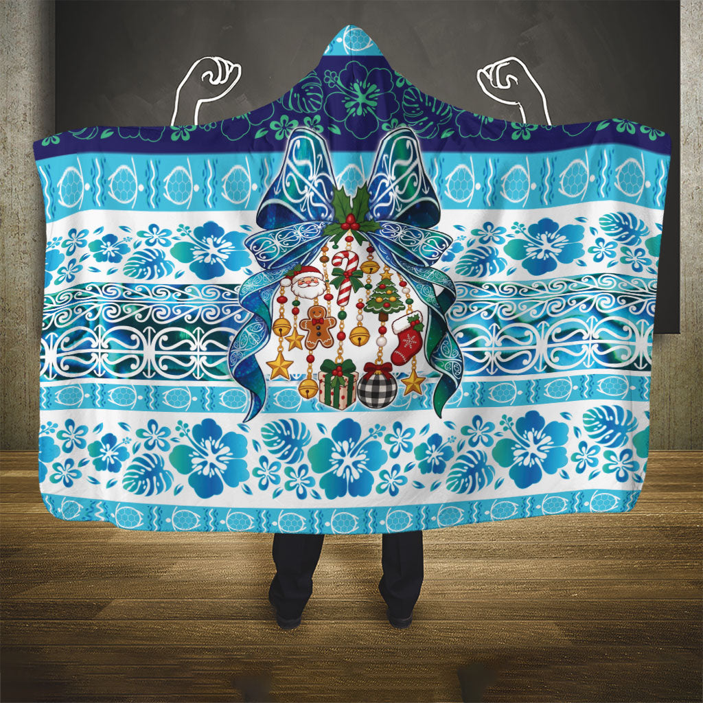 New Zealand Kowhai Ngutukaka Christmas Bow Hooded Blanket Meri Kirihimete