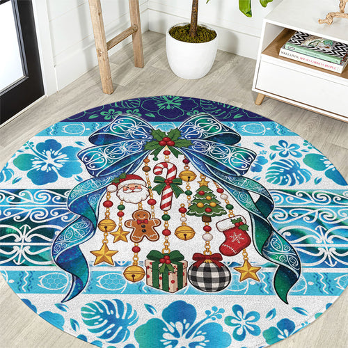 New Zealand Kowhai Ngutukaka Christmas Bow Round Carpet Meri Kirihimete