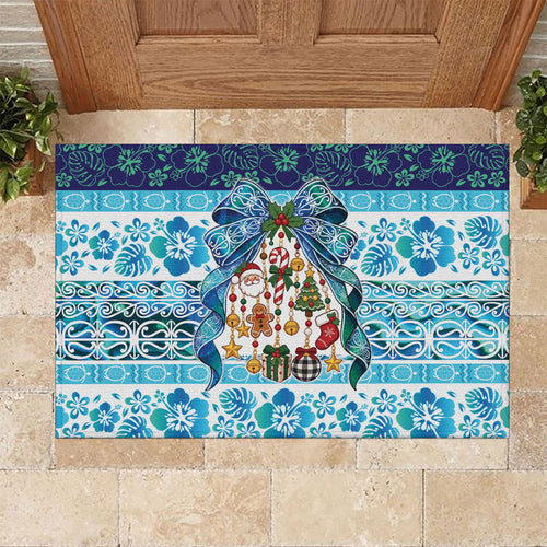 New Zealand Kowhai Ngutukaka Christmas Bow Rubber Doormat Meri Kirihimete