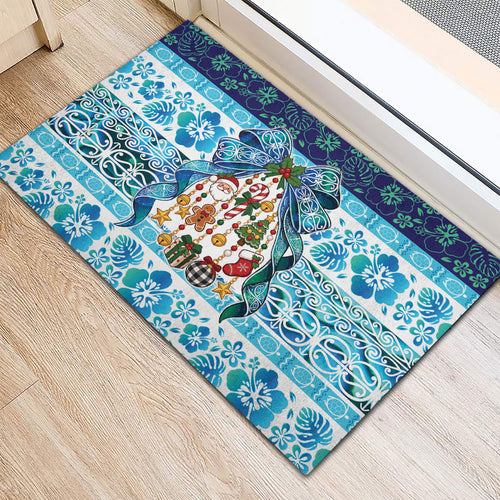 New Zealand Kowhai Ngutukaka Christmas Bow Rubber Doormat Meri Kirihimete