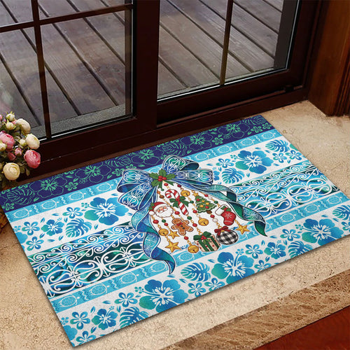 New Zealand Kowhai Ngutukaka Christmas Bow Rubber Doormat Meri Kirihimete