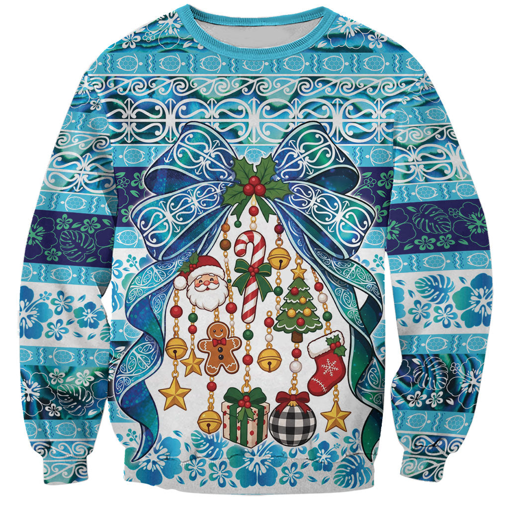 New Zealand Kowhai Ngutukaka Christmas Bow Sweatshirt Meri Kirihimete