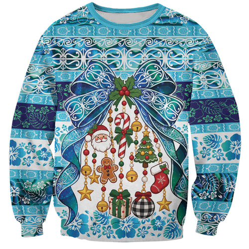 New Zealand Kowhai Ngutukaka Christmas Bow Sweatshirt Meri Kirihimete