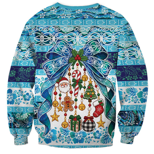 New Zealand Kowhai Ngutukaka Christmas Bow Sweatshirt Meri Kirihimete