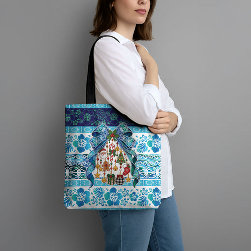 New Zealand Kowhai Ngutukaka Christmas Bow Tote Bag Meri Kirihimete
