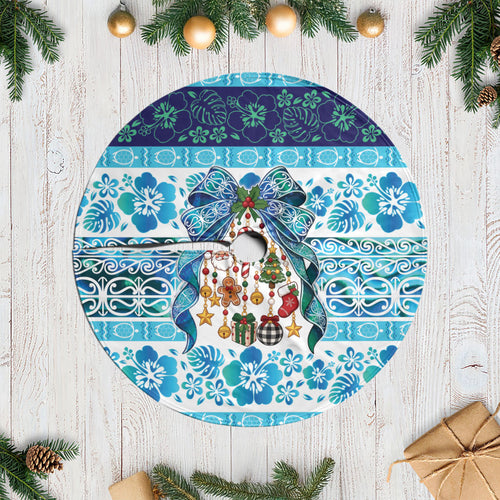New Zealand Kowhai Ngutukaka Christmas Bow Tree Skirt Meri Kirihimete