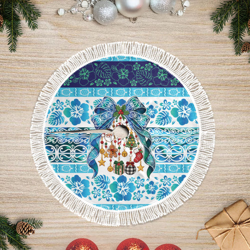 New Zealand Kowhai Ngutukaka Christmas Bow Tree Skirt Meri Kirihimete