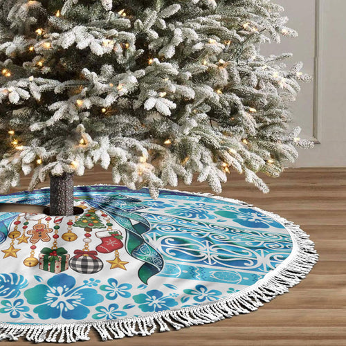 New Zealand Kowhai Ngutukaka Christmas Bow Tree Skirt Meri Kirihimete