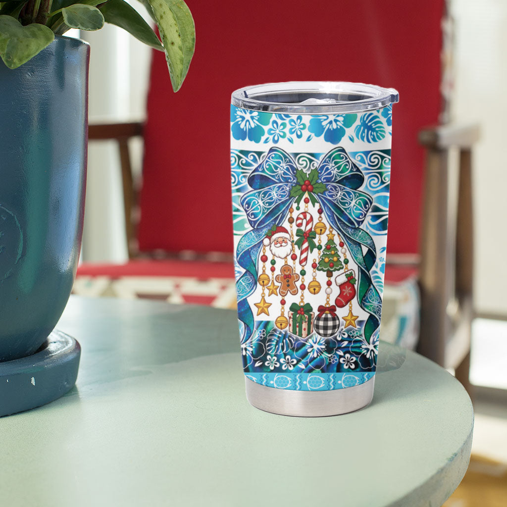 New Zealand Kowhai Ngutukaka Christmas Bow Tumbler Cup Meri Kirihimete