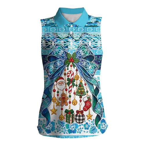 New Zealand Kowhai Ngutukaka Christmas Bow Women Sleeveless Polo Shirt Meri Kirihimete