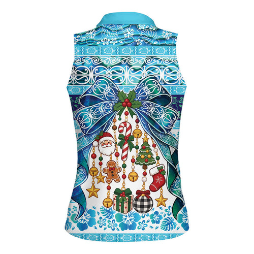 New Zealand Kowhai Ngutukaka Christmas Bow Women Sleeveless Polo Shirt Meri Kirihimete