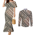 Niho Taniwha Kowhaiwhai Couples Matching Mermaid Dress and Long Sleeve Button Shirt