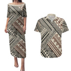 Niho Taniwha Kowhaiwhai Couples Matching Puletasi and Hawaiian Shirt
