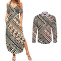 Niho Taniwha Kowhaiwhai Couples Matching Summer Maxi Dress and Long Sleeve Button Shirt