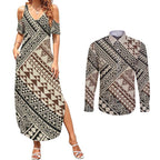 Niho Taniwha Kowhaiwhai Couples Matching Summer Maxi Dress and Long Sleeve Button Shirt