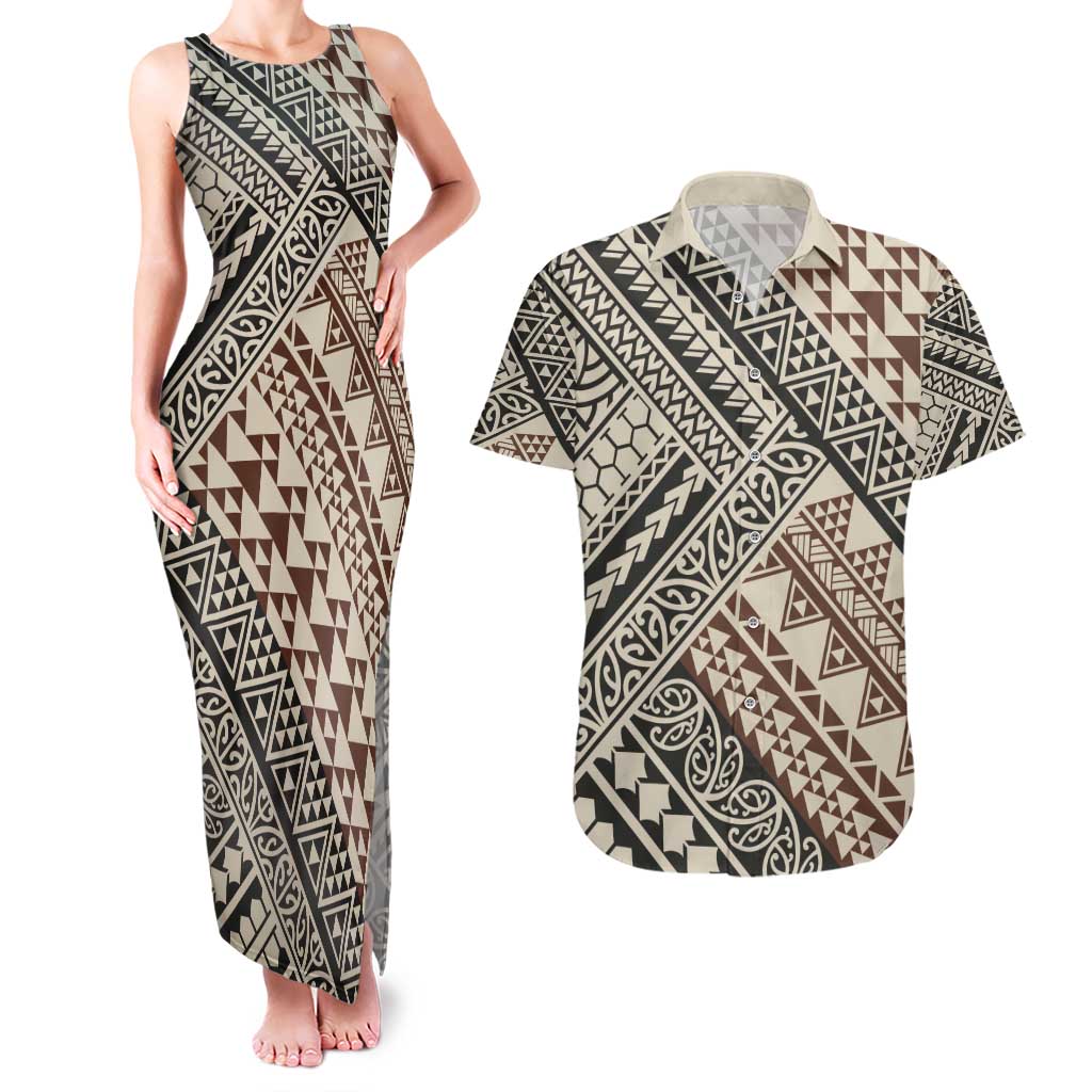 Niho Taniwha Kowhaiwhai Couples Matching Tank Maxi Dress and Hawaiian Shirt