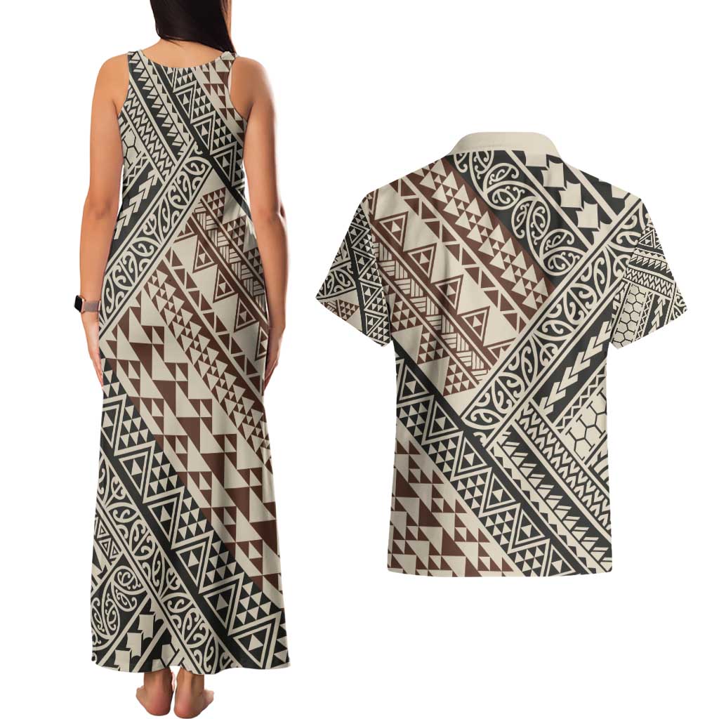 Niho Taniwha Kowhaiwhai Couples Matching Tank Maxi Dress and Hawaiian Shirt