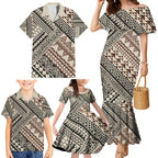Niho Taniwha Kowhaiwhai Family Matching Mermaid Dress and Hawaiian Shirt