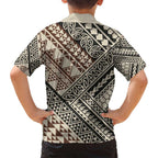 Niho Taniwha Kowhaiwhai Family Matching Off Shoulder Maxi Dress and Hawaiian Shirt