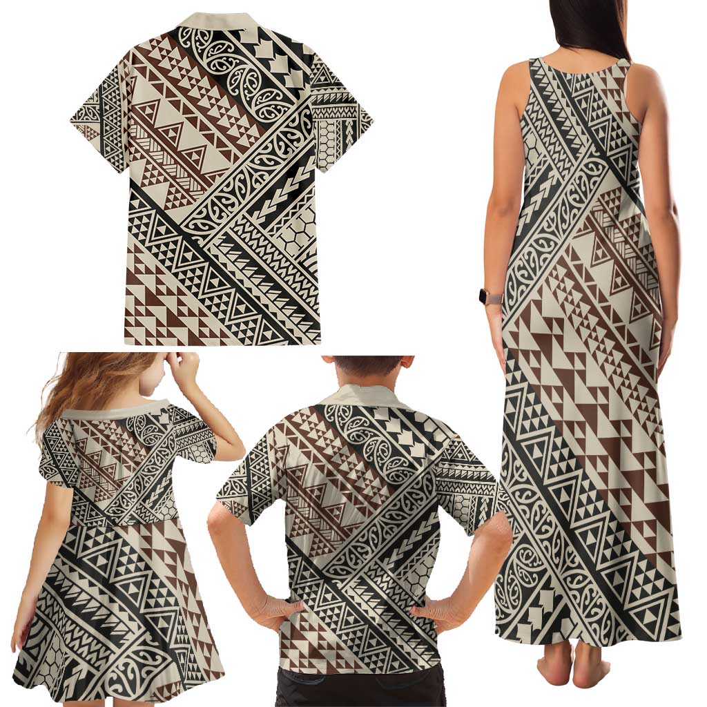 Niho Taniwha Kowhaiwhai Family Matching Tank Maxi Dress and Hawaiian Shirt
