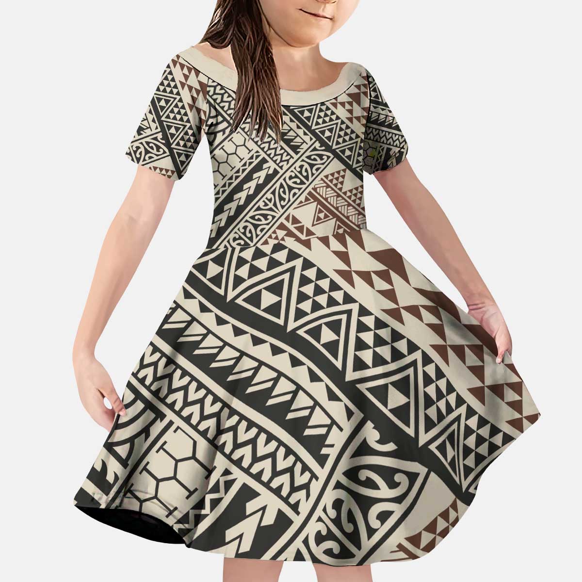 Niho Taniwha Kowhaiwhai Kid Short Sleeve Dress