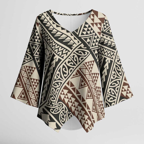 Niho Taniwha Kowhaiwhai Kimono Sleeve Blouse - Aussie Hoodie
