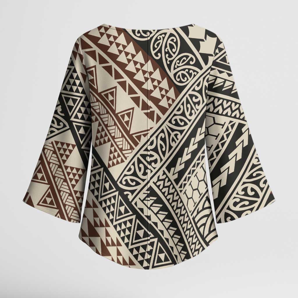 Niho Taniwha Kowhaiwhai Kimono Sleeve Blouse - Aussie Hoodie