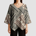 Niho Taniwha Kowhaiwhai Kimono Sleeve Blouse - Aussie Hoodie