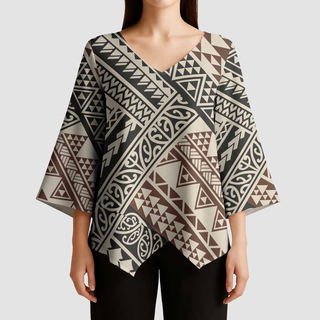 Niho Taniwha Kowhaiwhai Kimono Sleeve Blouse - Aussie Hoodie
