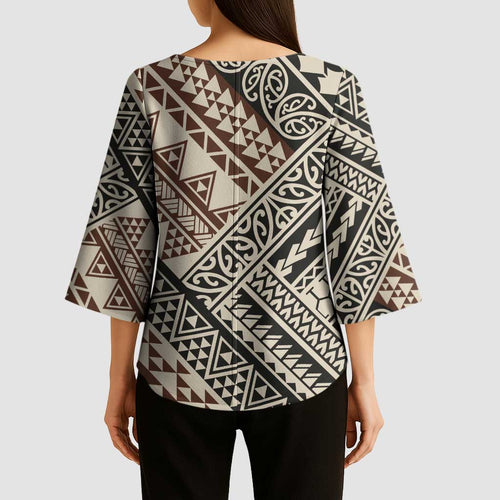 Niho Taniwha Kowhaiwhai Kimono Sleeve Blouse - Aussie Hoodie