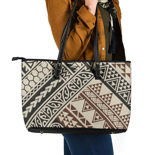 Niho Taniwha Kowhaiwhai Leather Tote Bag