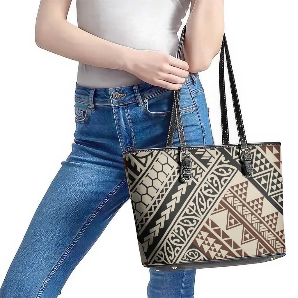 Niho Taniwha Kowhaiwhai Leather Tote Bag