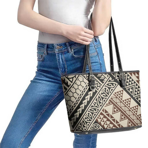 Niho Taniwha Kowhaiwhai Leather Tote Bag