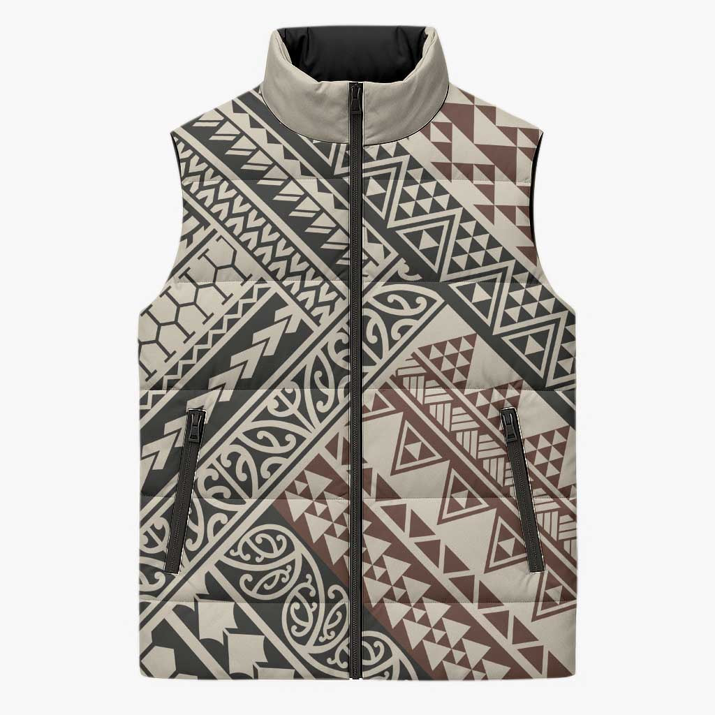 Niho Taniwha Kowhaiwhai Sleeveless Puffer Jacket - Aussie Hoodie