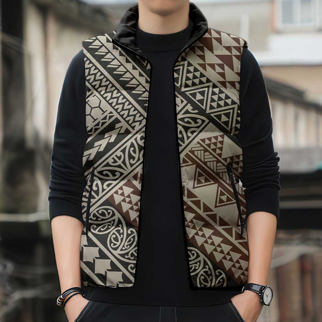Niho Taniwha Kowhaiwhai Sleeveless Puffer Jacket - Aussie Hoodie