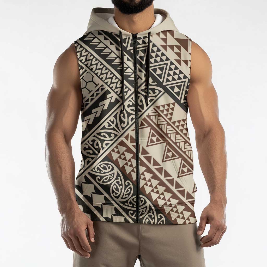 Niho Taniwha Kowhaiwhai Sleeveless Zip Hoodie LT9